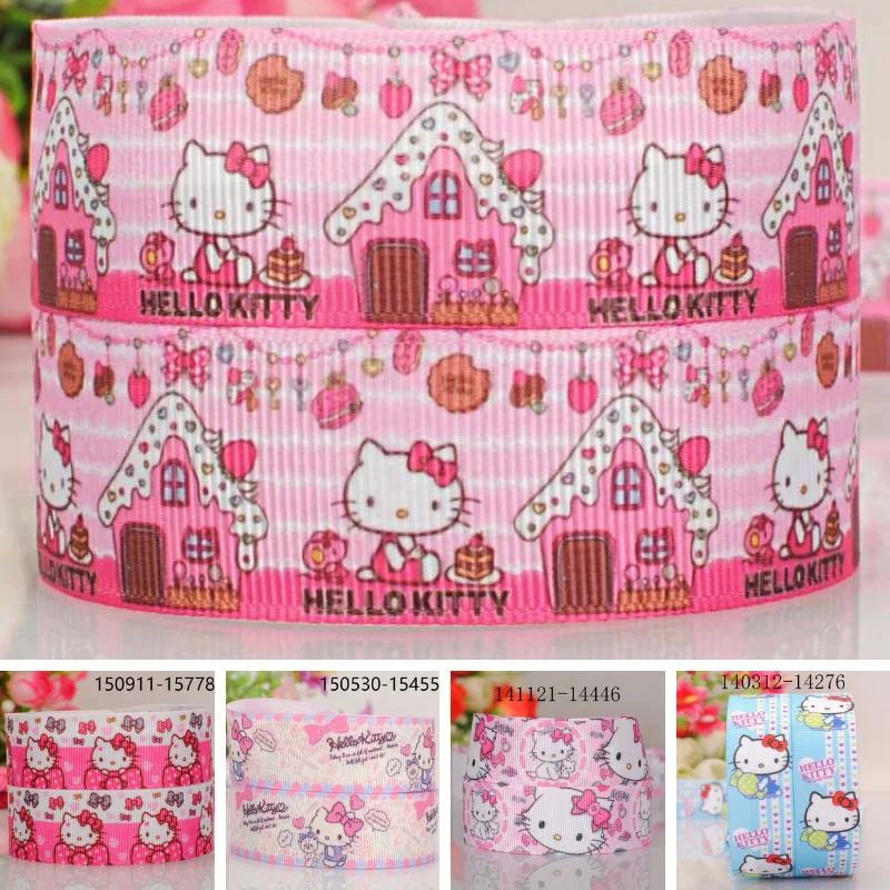 

10 Yards 25mm Hello Kitty Sanrio Grosgrain Ribbons for Decoration Cartoon DIY Gifts Packing Bows Craft Girls Fabric