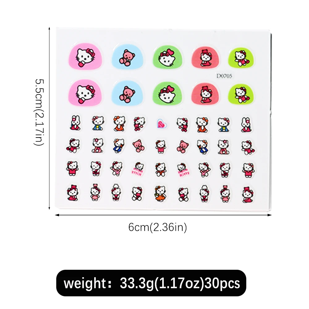 5 шт./1 компл. Sanrio наклейки для ногтей мультфильм Hello Kitty Kuromi Cinnamoroll Pochacco наклейка
