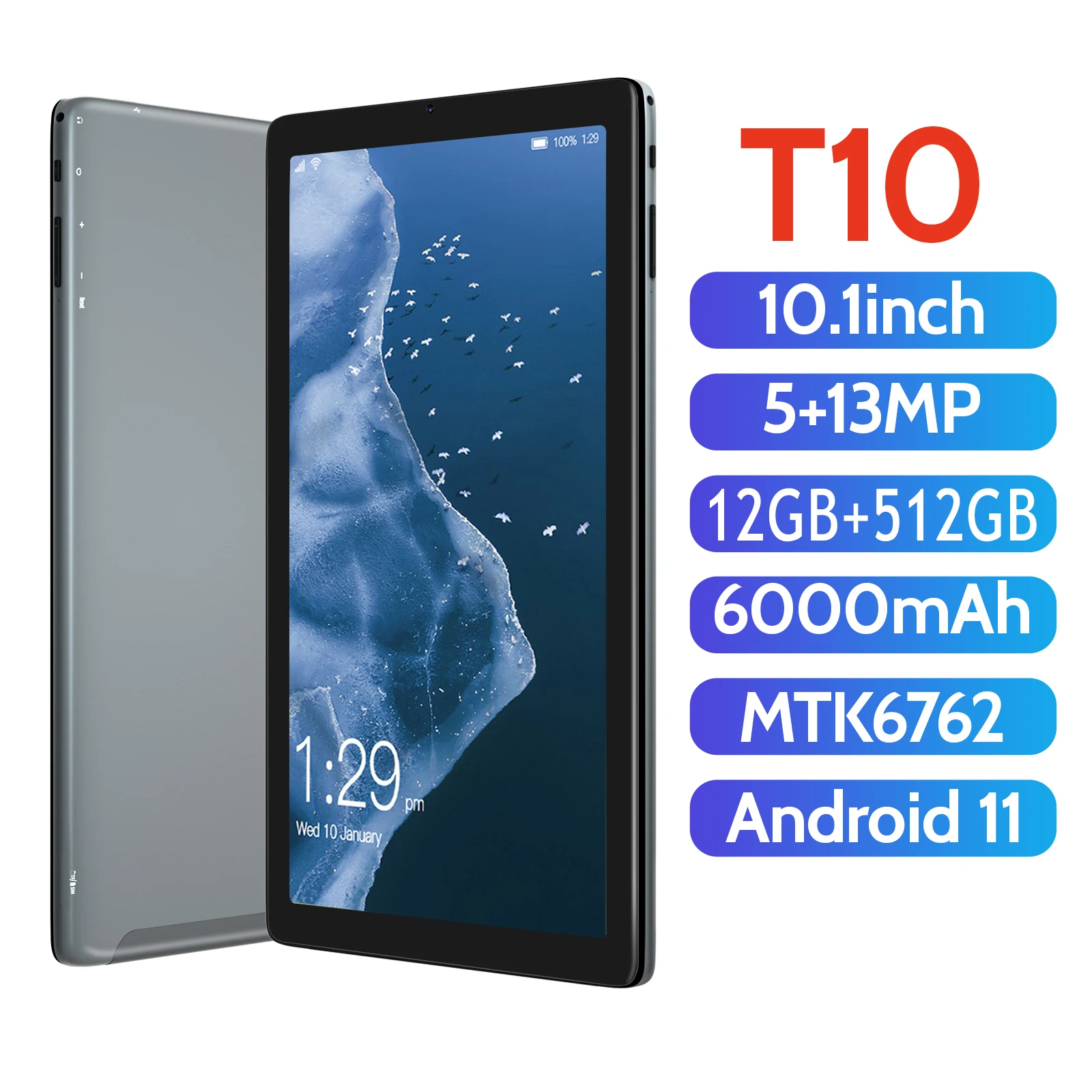 5G PC T10 Hot Sales Tablet Double SIM Large Screen 10.1I nch Android 11 4G Google Play 6000mAh MTK6762 Wifi 512GB ROM Race Pad
