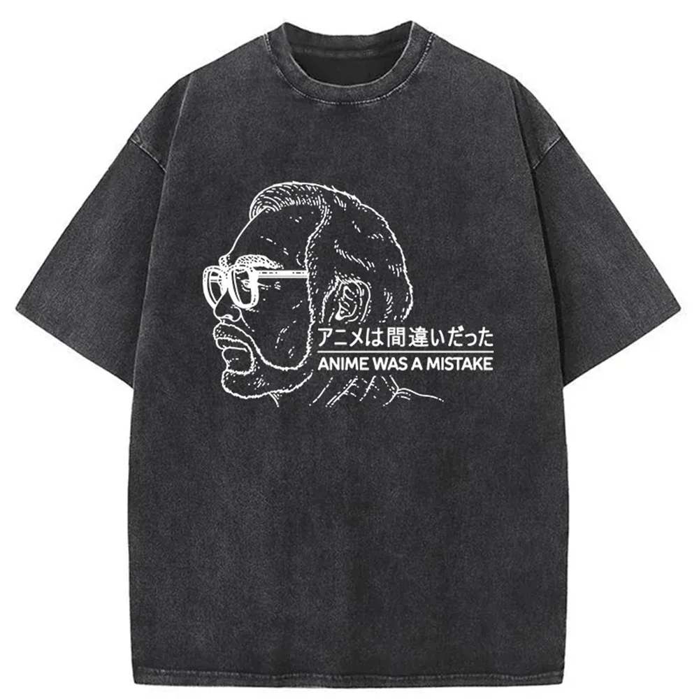 SOVOB Anime Was A Mistake Washed Tee Shirt Homme New in Top & Tees Мужская футболка с коротким рукавом и