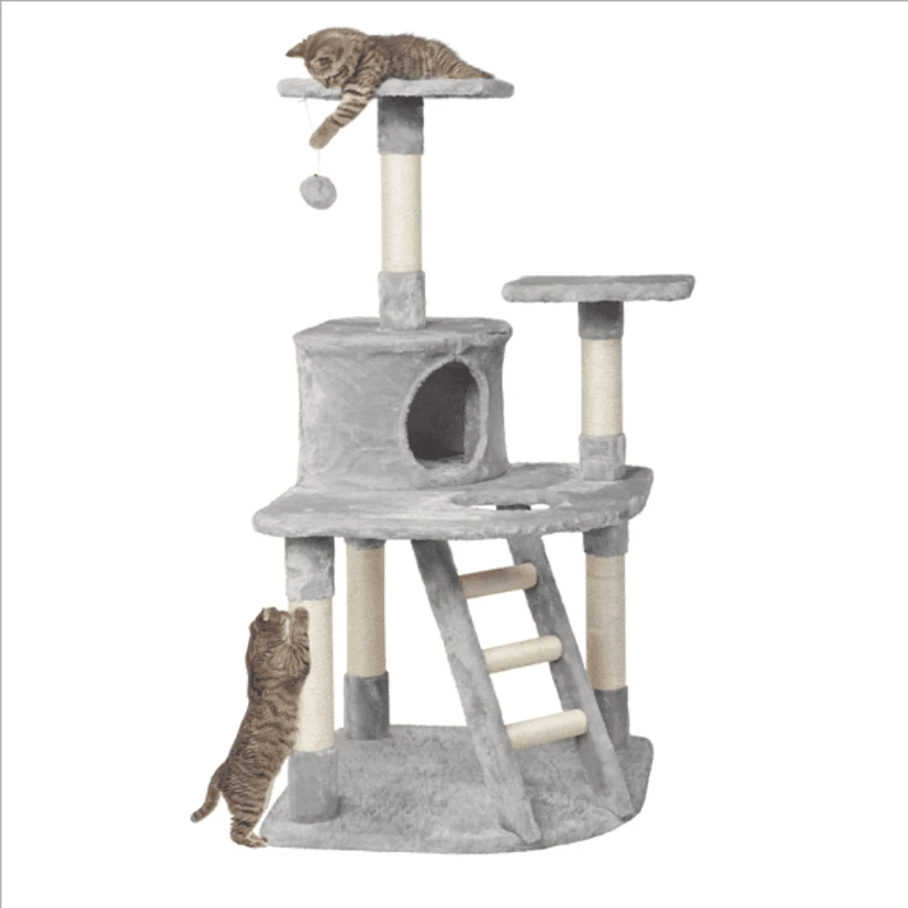 

Cat Tree with Condo and Scratching Post Tower, Gray