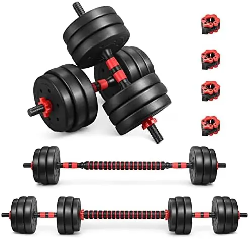 

Dumbbell Set, 44LB/66LB/88LB Free Weights Dumbbells,4 in 1 Set Barbell, Dumbbell, Non-slip Handles, Fitness Home Gym for Men Wom