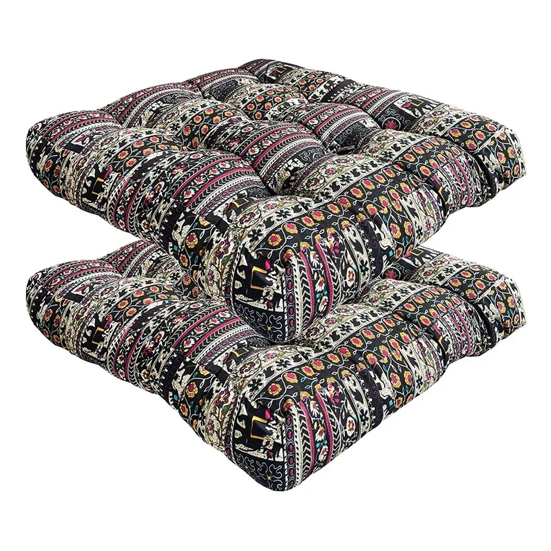 

Meditation Cushion Set of 2,Meditation Pillow,Mandala Flower Floor Pillow,Square Seat Cushion Yoga Pouf Seating 22 Inch