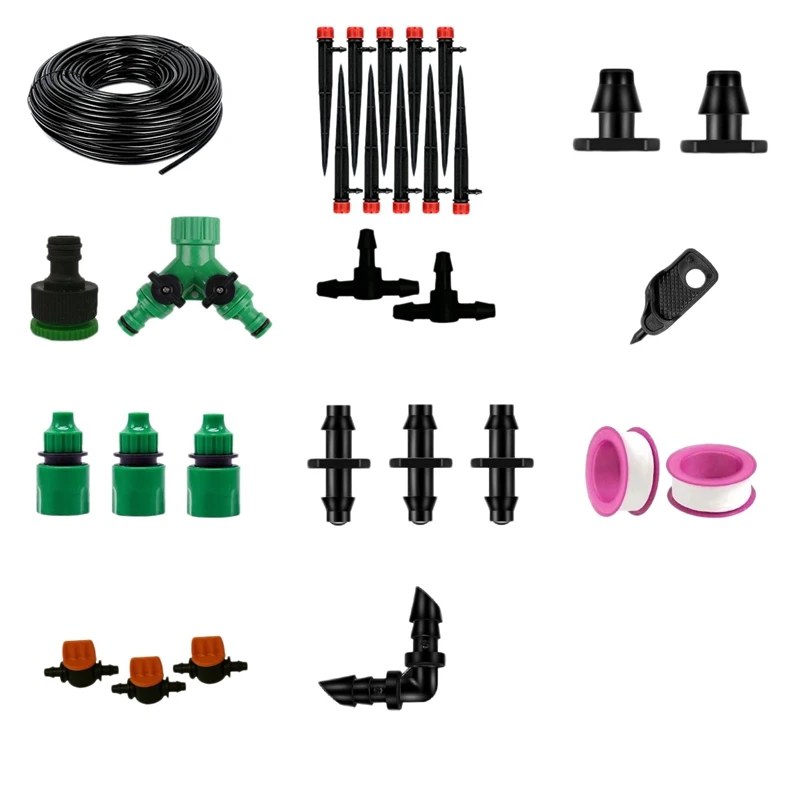 

LBER 1/4Inch Hose Drip Irrigation System Adjustable Sprinkler Kit Garden Watering Inserting Ground Mini Flow Dripper