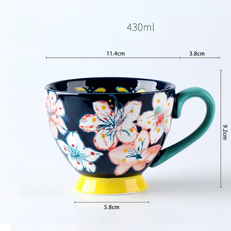 

Thick Color Hand Painted Ceramic Mugs Breakfast Creative Milk Lovely Women Afternoon Tea Coffee Cups Drinking Water Oatmeal