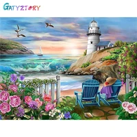 gatyztory%c2%a060x75cm frame painting by numbers landscape diy crafts number painting for home decor on canvas painting frame