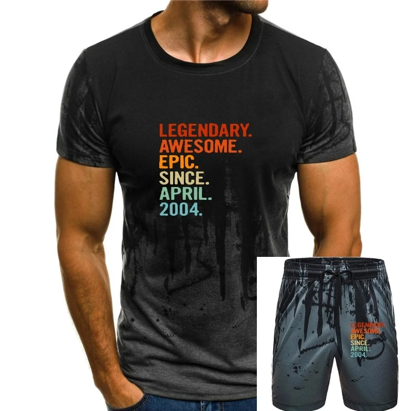 

Legendary Awesome Epic Since April 2004 Funny 17th Birthday T-Shirt Party Tees Cotton Men Tshirts Party Oversized