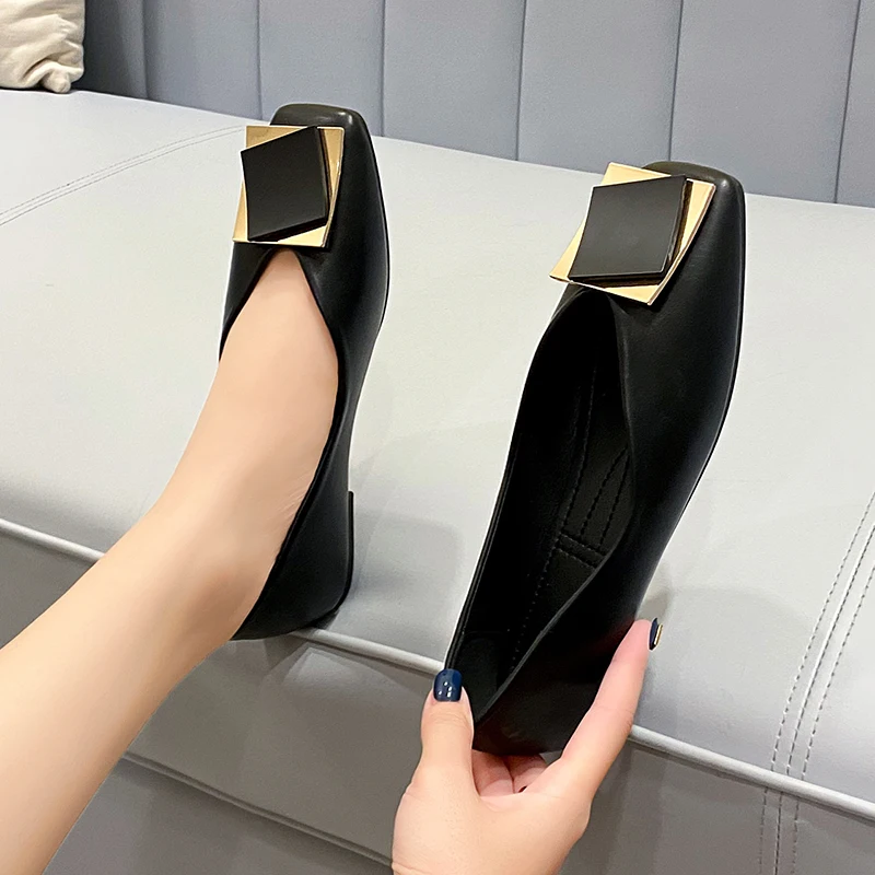New Arrival Fashion Buckle Soft PU Big Size 44 Women Casual Low Heel Oxford Ladies Flat