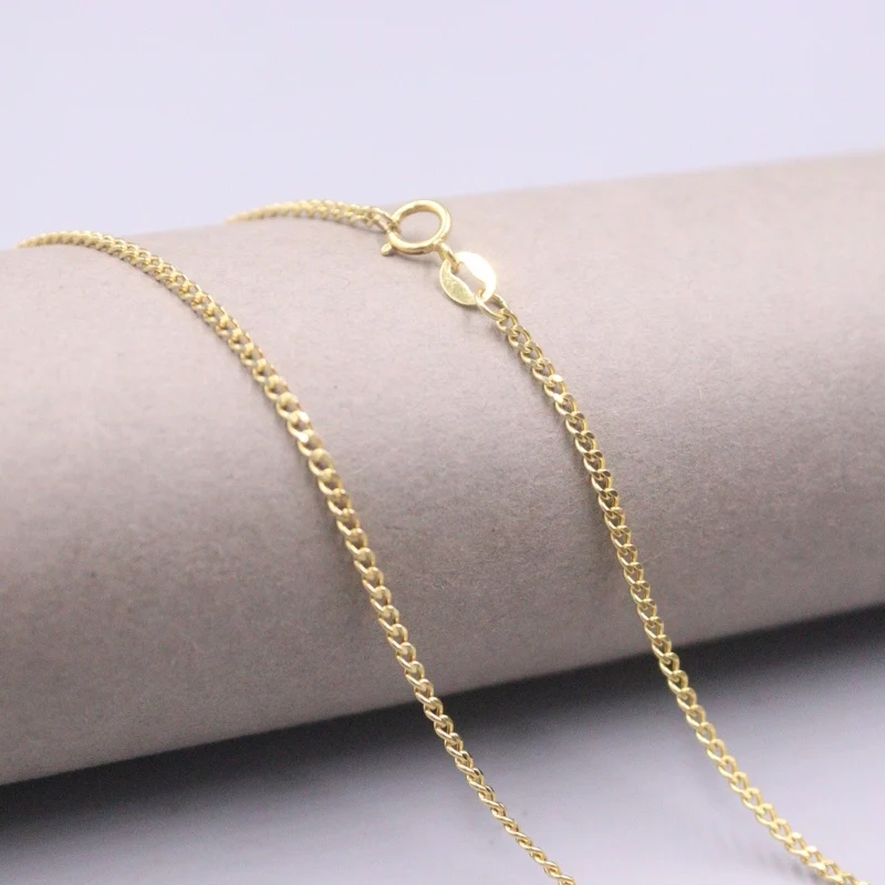 

AU750 Pure 18K Yellow Gold Chain Women 1.8mm Cuban Curb Link Necklace 2-2.1g /17.7inch