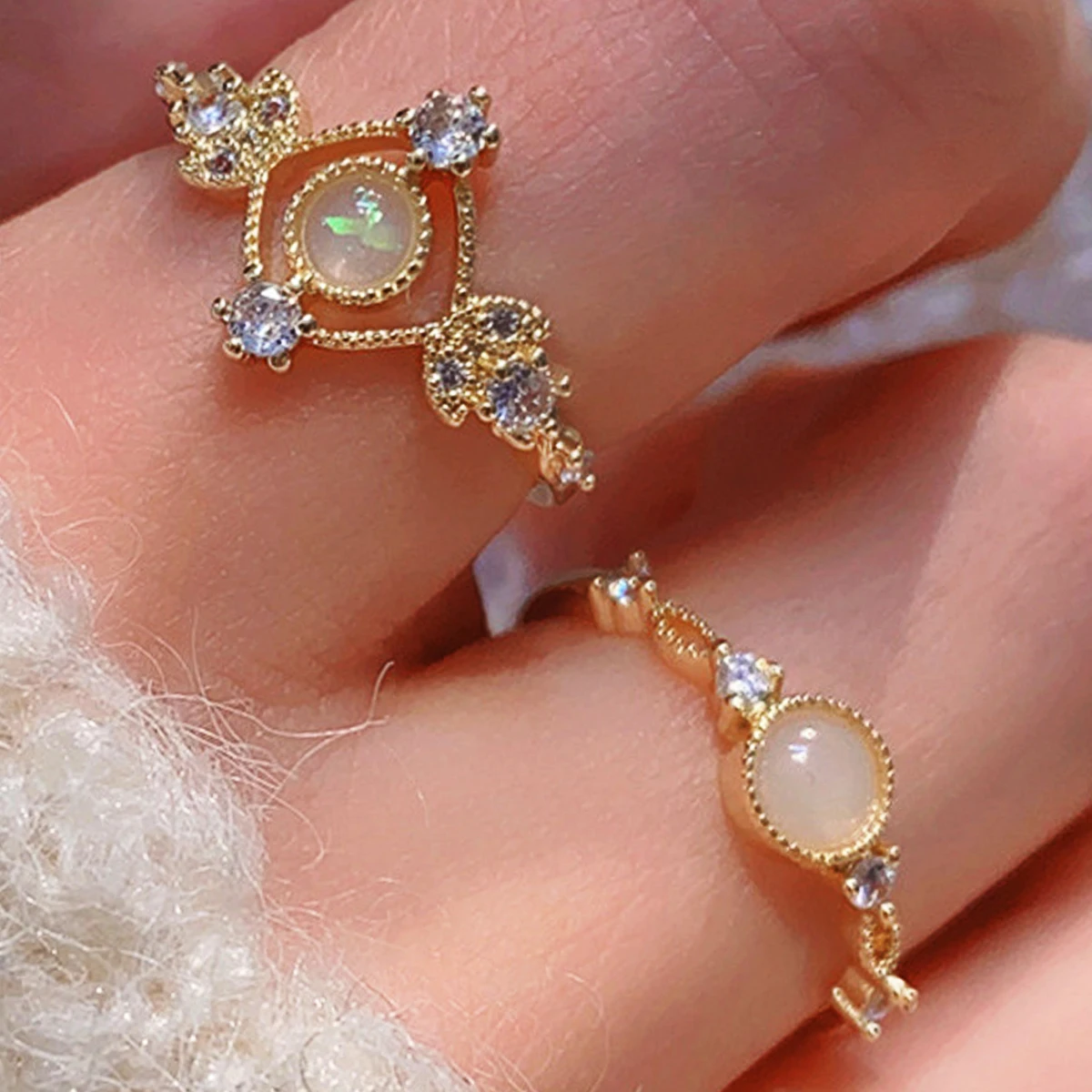 

France Exquixite 14k Real Gold Plated Hollow Open Rings For Women Trendy Fashion 2023 Exquisite Adjuistable Rings Accessories