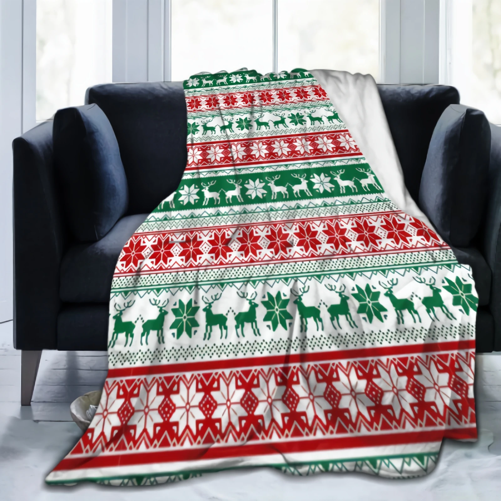 

Christmas Deer Flannel Fleece Blanket Super Soft Cozy Plush Blankets Lightweight Microfiber Throw Blanket for Couch Sofa Bed