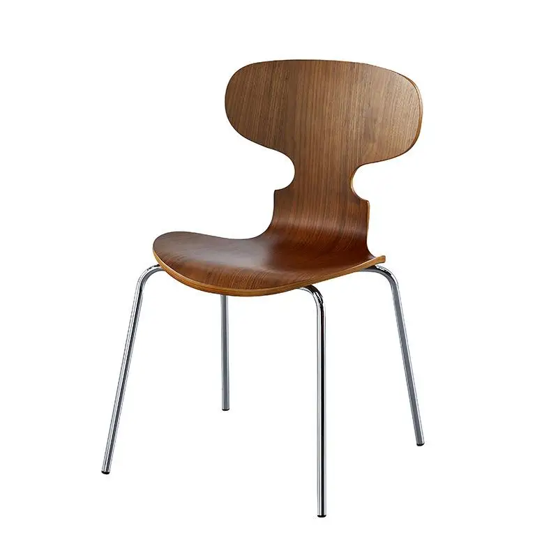 

Creative Nordic Solid Wood Household Metal Dining Chair Designer Chair Backrest Stool Simple Study Breakfast Stool
