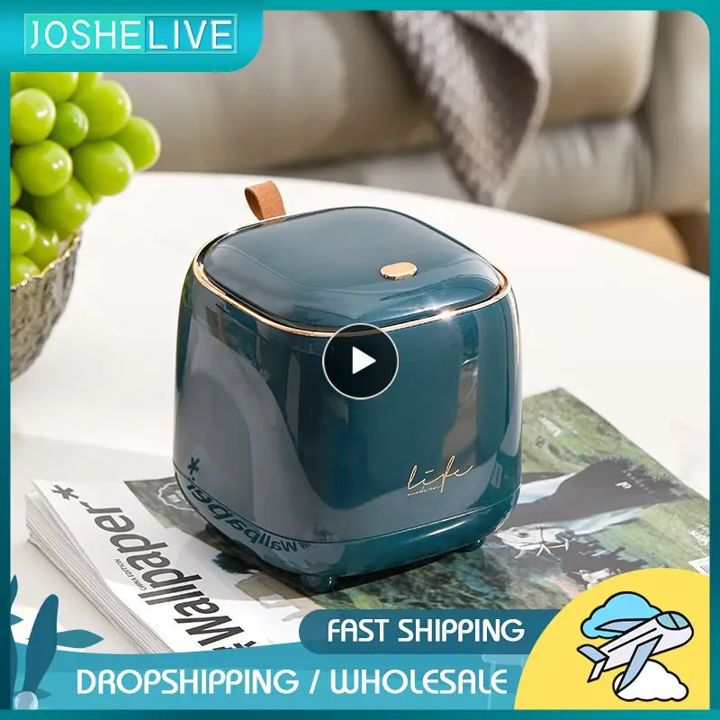 

Dustbin New With Cover Trash Can Pressing Desktop Double-layer Home Waste Bins Bedroom Desktop Garbage Basket 2023 New Small