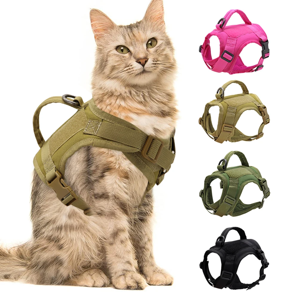 

Tactical Cat Harness Adjustable Pet Military Harness Vest For Small Dogs Cats Walking Training Pets Tactical Traction Ropes