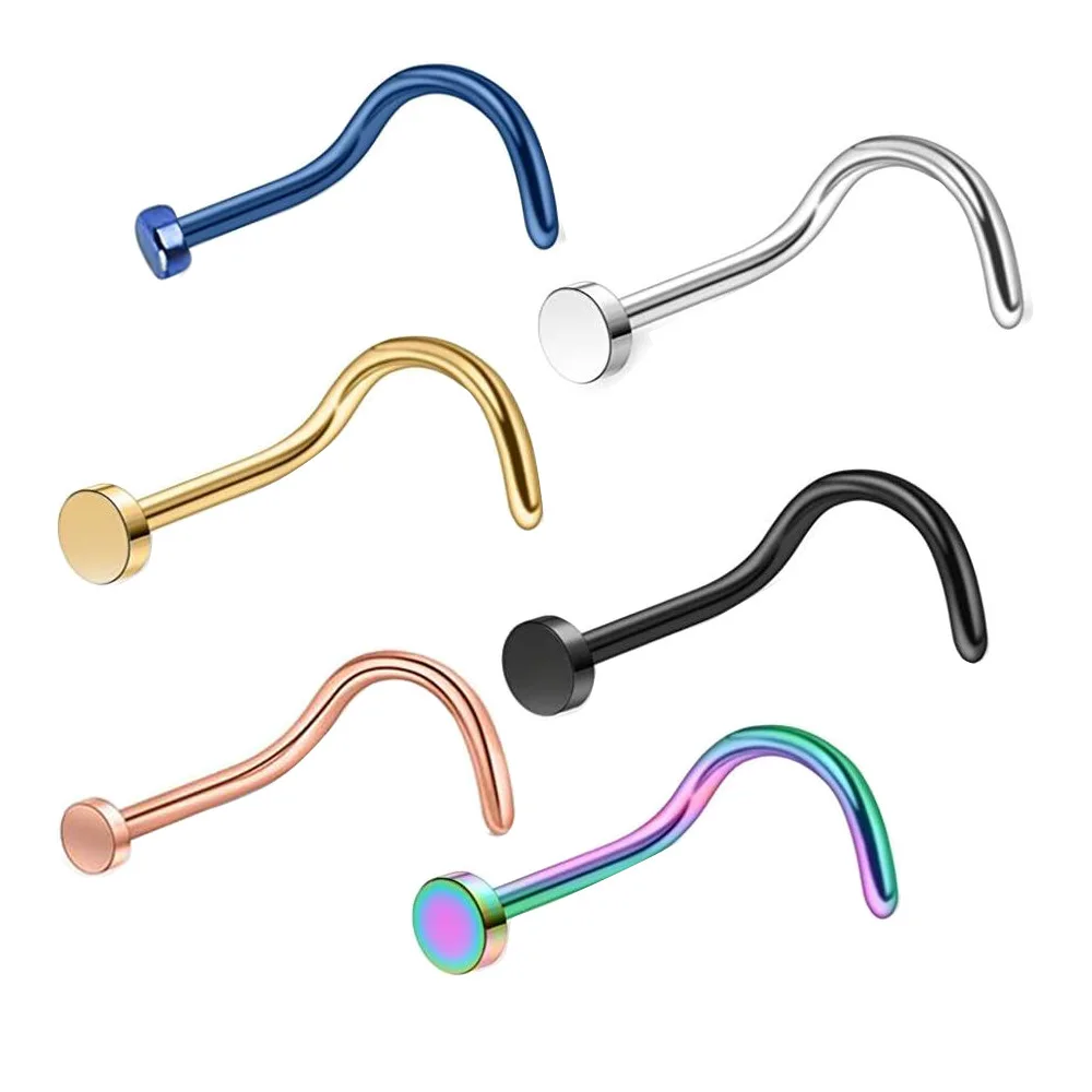 6 шт./комплект кольца для пирсинга в носу из нержавеющей стали 0 8 х7х2 мм