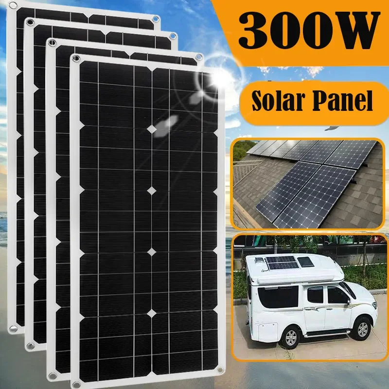 

Гибкая солнечная панель 300 Вт с фотомодулем 60 А, солнечная батарея 12 в 24 В для автомобилей, домов на колесах, лодок, фургонов, кемпинга на открытом воздухе