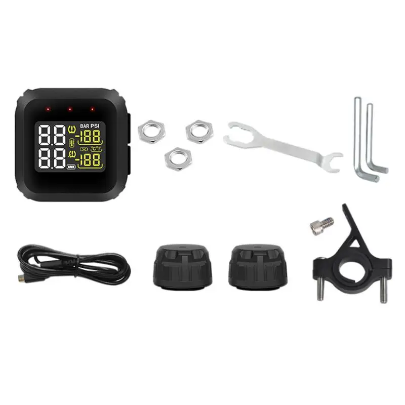 

Система контроля давления в шинах для мотоцикла Беспроводная TPMS с 2 внешними датчиками обеспечивает безопасность вождения