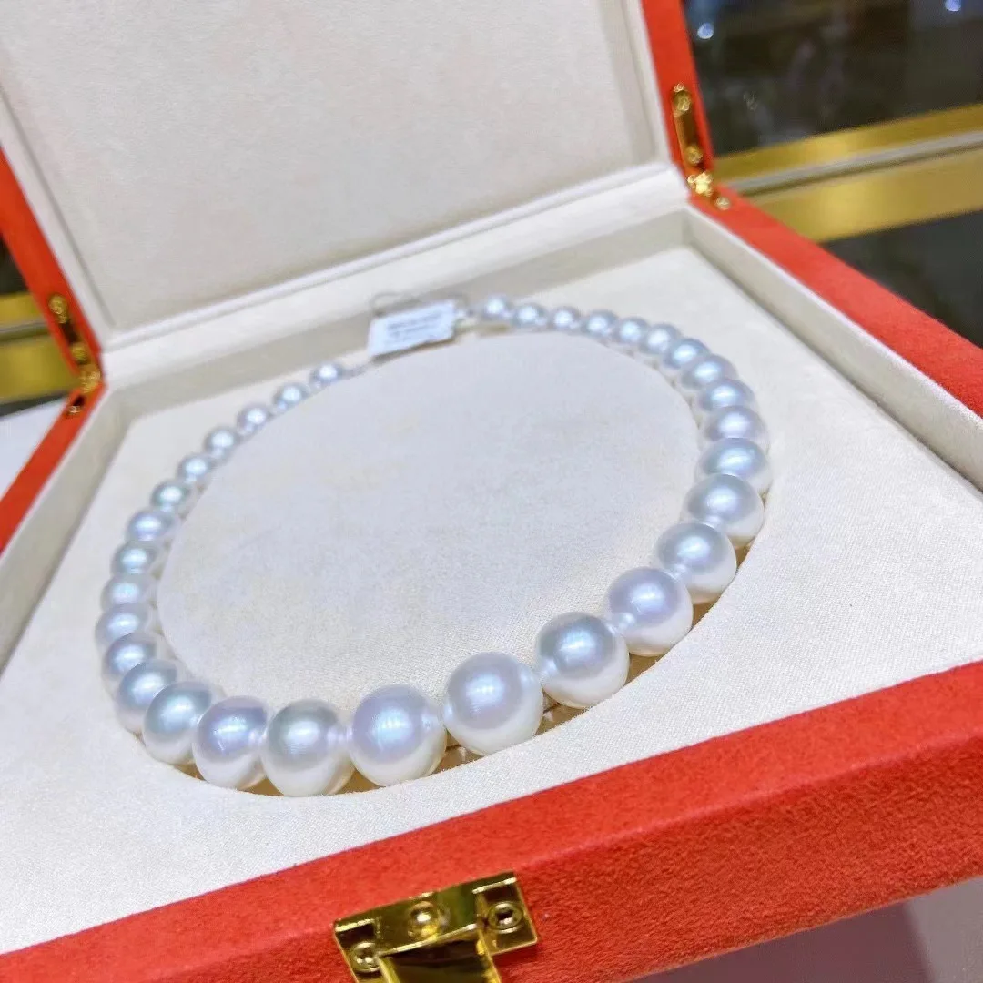 

Huge Elegant Natural South Sea Genuine White Round Pearl Necklace Free Shipping Women Jewelry Pearl Necklace Chain