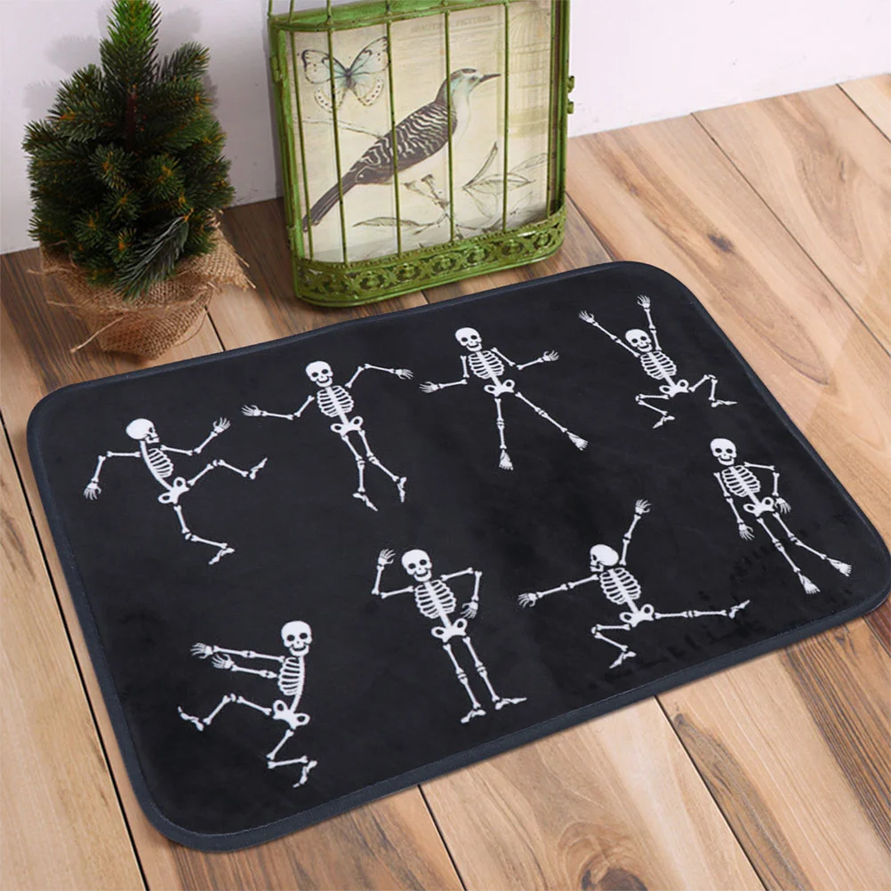 

Carpets Door Entrance Floor Mat Bathroom Doormat Halloween Printing Themed Flannel Decorative Ground Cushion