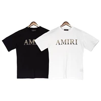 amiri classic big logo letter printing short sleeved summer mens and womens loose oversize cotton round neck t shirt