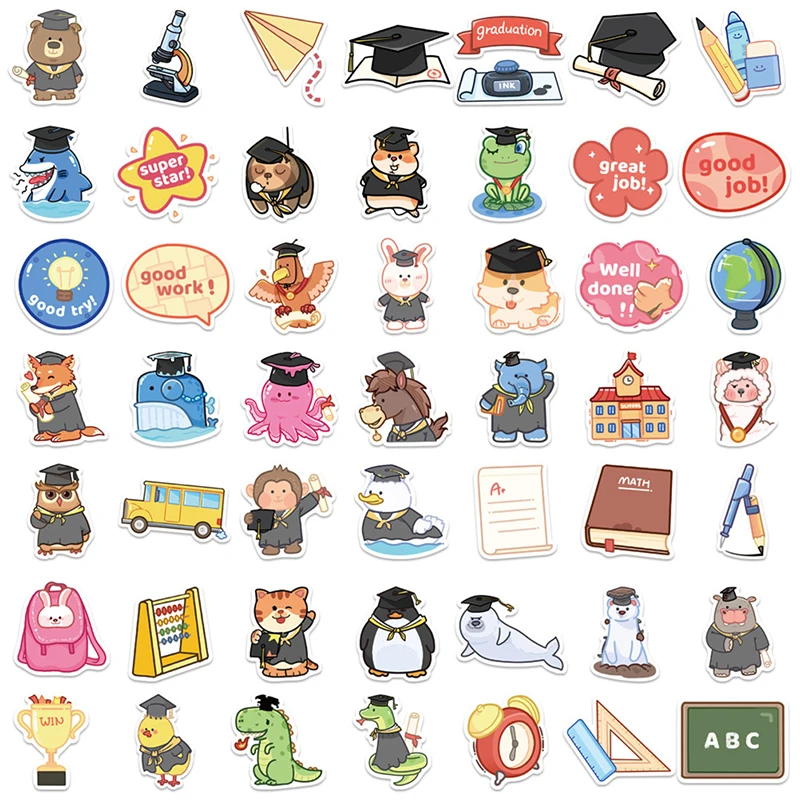 

50Pcs Graduation Season Graffiti Sticker Car Guitar Suitcase Laptop Decal DIY Diary Album Fridge Sticker Gift