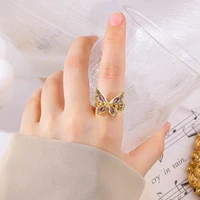 peixin luxury fashion butterfly rings shiny cz geometric adjustable finger ring girls minimalist dainty jewlery gifts wholesale