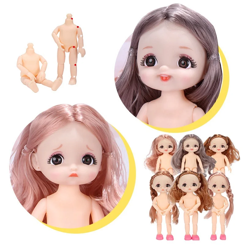 

Cute 17cm Doll with Facial Expression DIY Doll 3d Eyes Princess Doll 13 Joint Moveable Girl Toy Gift BJD Doll Lol Doll