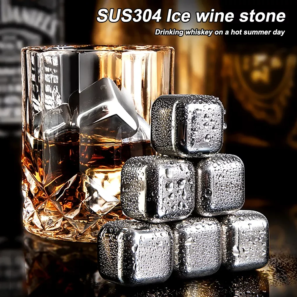

Pub Wine Chilling Cooling Stones Drinks Stainless Steel Ice Cubes Ice Cube Chilling Rocks Ice Bucket Champagne Beer Cooler Reuse