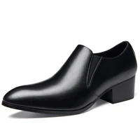 high end mens slip on heels gentlemen elegant formal dress shoes man pointed toe height increasing oxfords