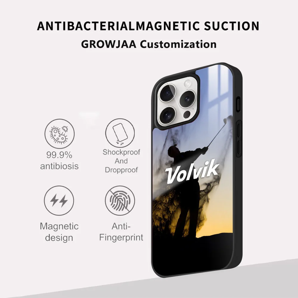 V-VolvikS Golf Luxury Phone Case For IPhone 16 15 14 13 12 11 Pro Max Plus Mini Magsafe Mirror Wireless Magnetic Cover