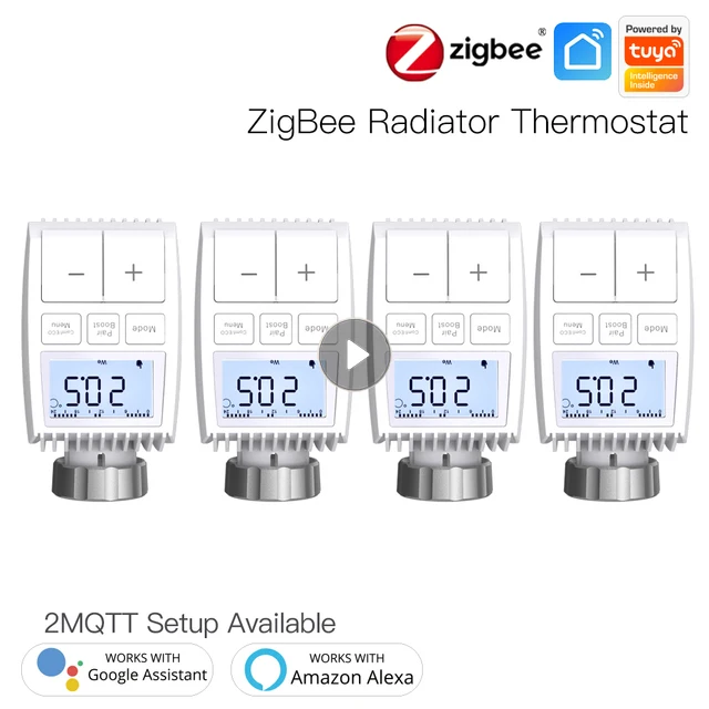 

Термостатический привод для клапана радиатора Smart ZigBee3.0, TRV Программируемый Регулятор температуры, Alexa Tuya Google Assistant
