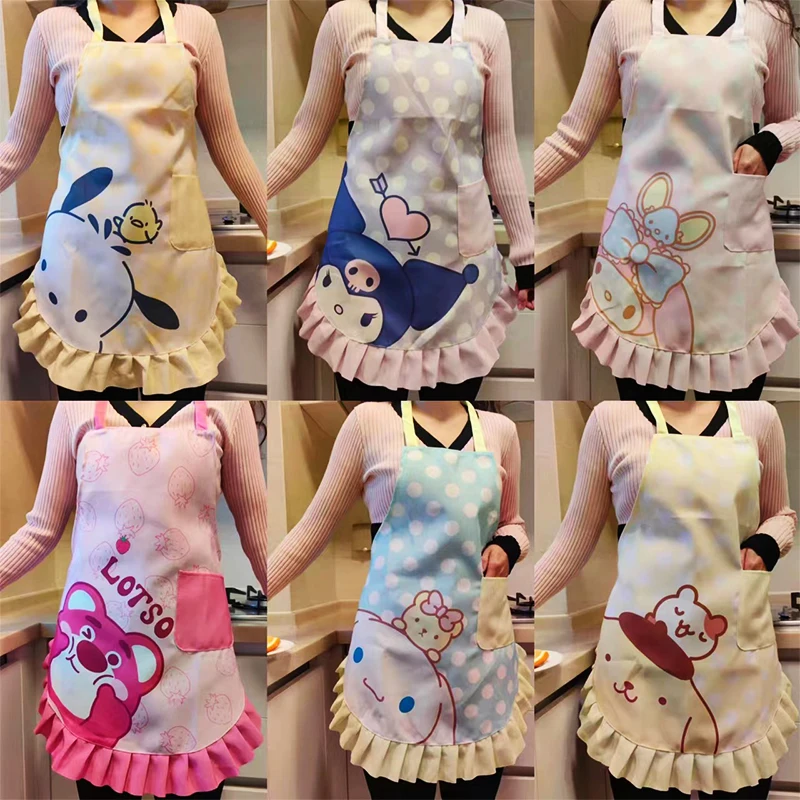 

Кавайный хлопковый Кухонный Фартук Sanrio My Melody Cinnamoroll Kuromi аниме милые комбинезоны для столовой Комбинезоны без рукавов подтяжки