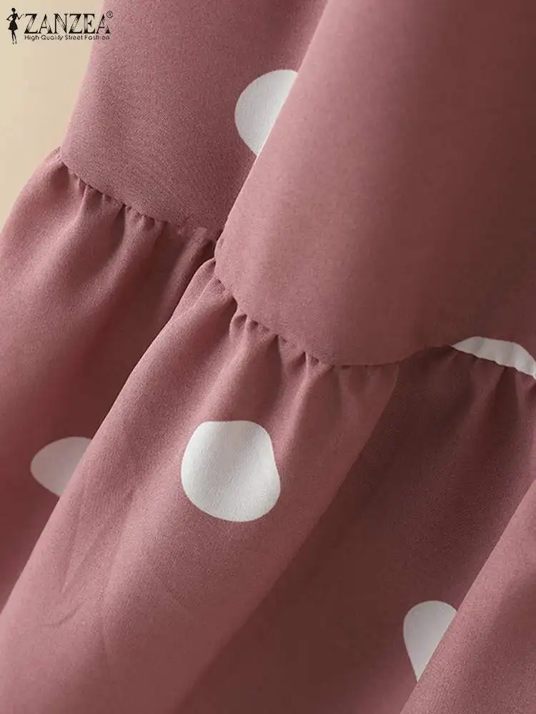 ZANZEA 2024 летний корейский халат миди женское пышное платье с короткими рукавами