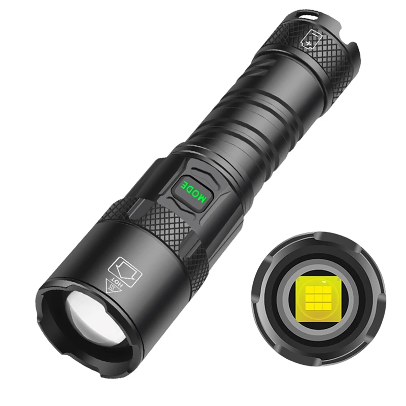 

AT35 Most Powerful Flashlight Rechargeable Telescopic Zoom Input And Output High Long-Range Glare Lantern