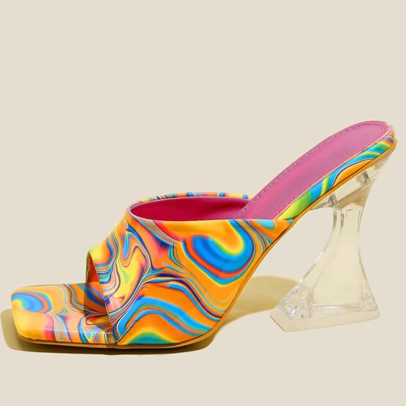 

Big Size Strange Style Women Pumps Shoes Slides Ladies High Heels Sandals Slip On Female Casual Outdoor Square Toe Slippers