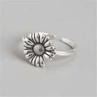 tulx vintage punk sunflower rings for women new fashion creative silver color daisy flower birthday party jewelry gifts