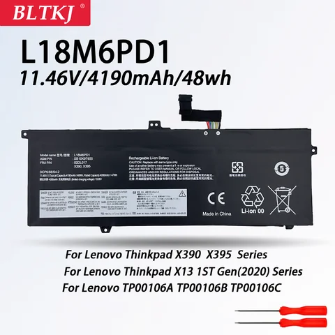 Аккумулятор l18m6pd1 для Lenovo ThinkPad X390 X395 X13 1-го поколения TP00106A TP00106B TP00106C 02DL020 SB10K97656 L18L6PD1 L18D6PD1