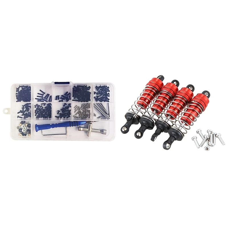 

2 Set RC Car Parts For Wltoys: 1 Set Metal Shock Absorber Damper & 1 Set M2 M2.5 M3 Screw