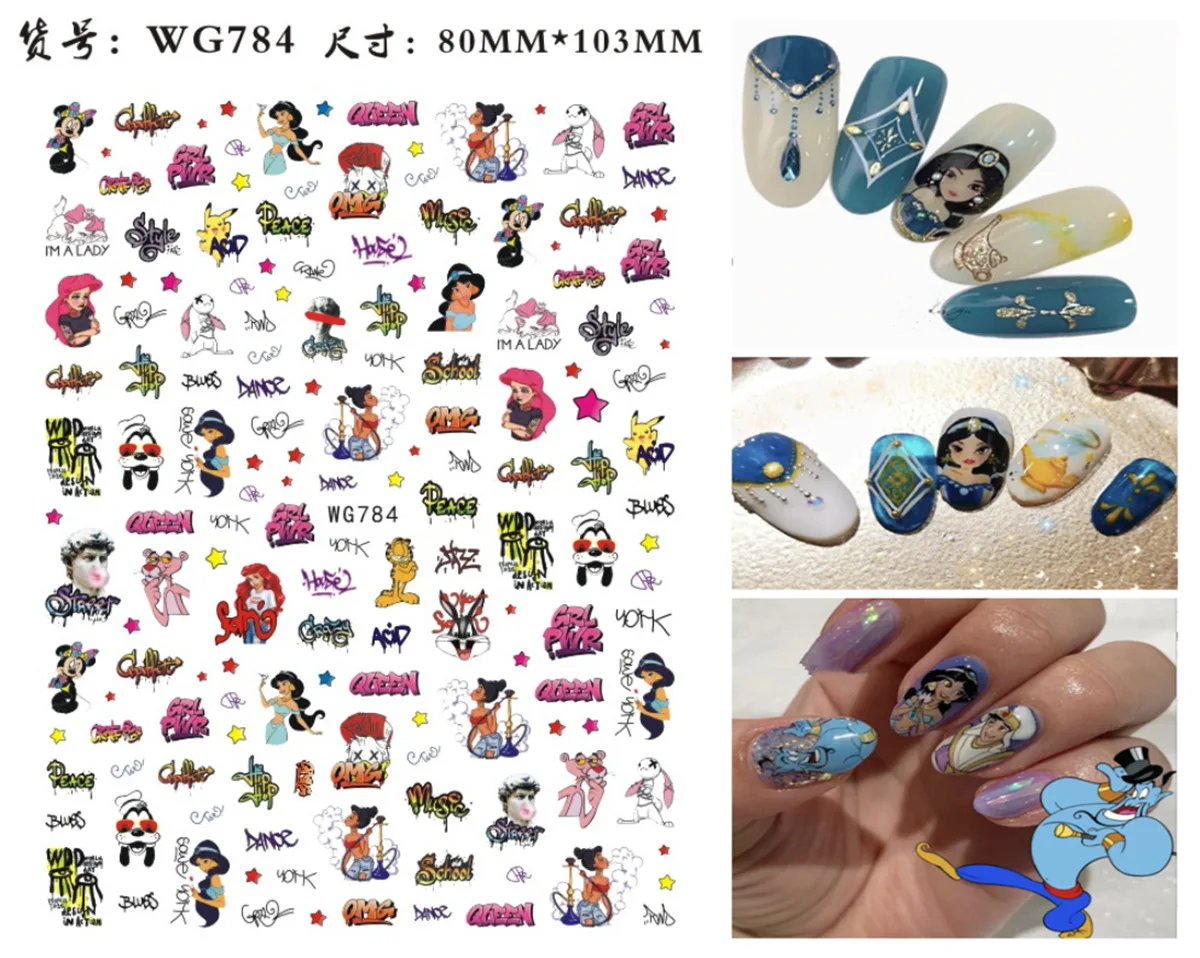 

1PCS Anime Character Series 3D Adhesive Nail Sticker Nail Decoration Disney Cartoon Mickey Toy Story Sticker Nail Accessories