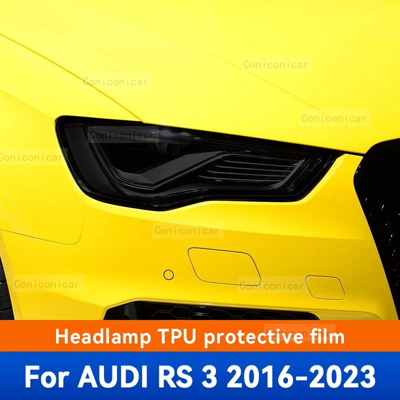 

Car Headlights Protective Film Front Headlamp Cover Smoked Black TPU Film Accessories Sticker For AUDI RS 3 2016-2023 2022 2021