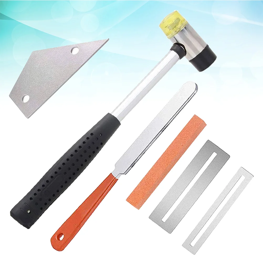 

6pcs Guitar Luthier Tool Kit Guitar Fret Crowning File Double Headed Fret Wire Rubber Hammer Fret Rocker Fretboard Guards