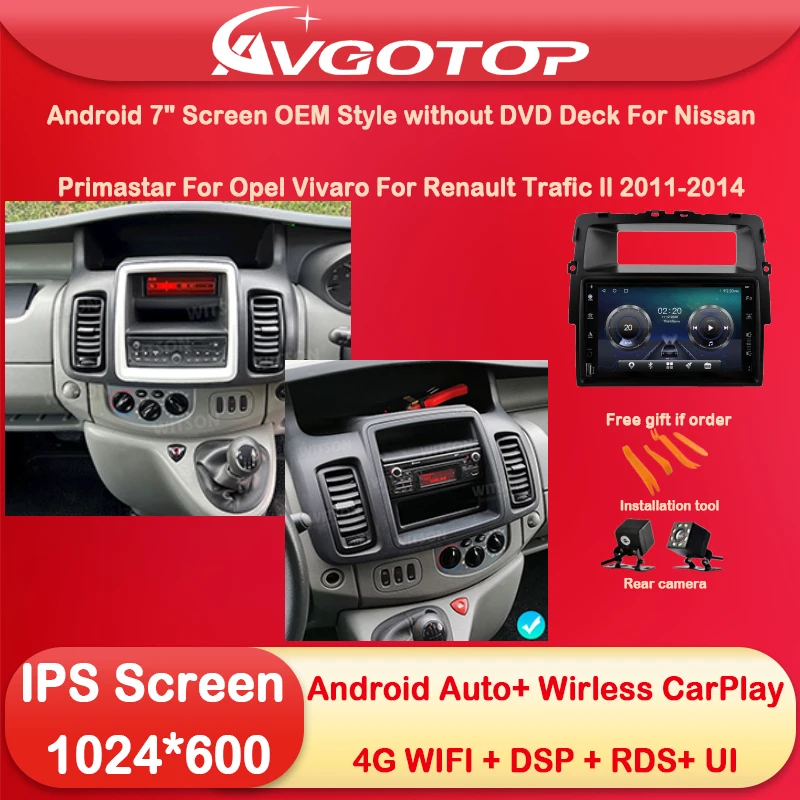 

Автомобильный радиоприемник на Android 13, Vehichle, мультимедиа для Nissan Primastar, Opel Vivaro, Renault Trafic ll 201, беспроводной Carplay, 4G, Wi-Fi, GPS, DSP