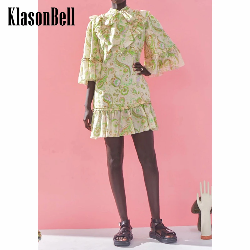 

5,27 KlasonBell Плиссированное праздничное платье с принтом и оборками