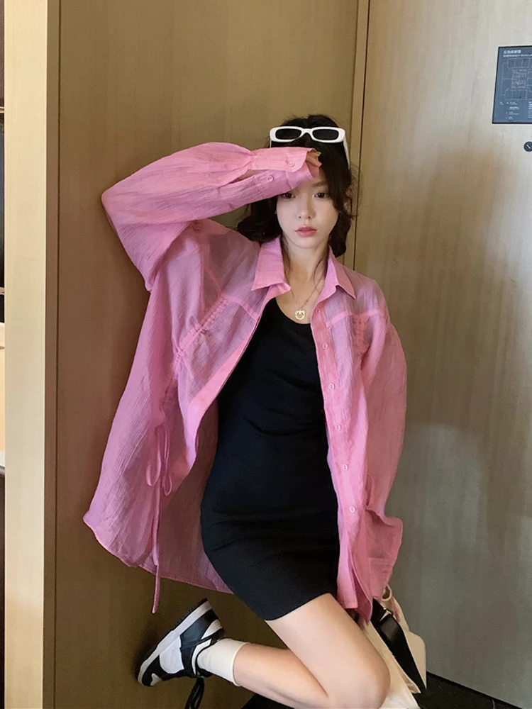 

Женская тонкая рубашка, Новый Свободный кардиган, Солнцезащитная рубашка, пальто, тонкая Солнцезащитная одежда, летняя одежда на пуговицах