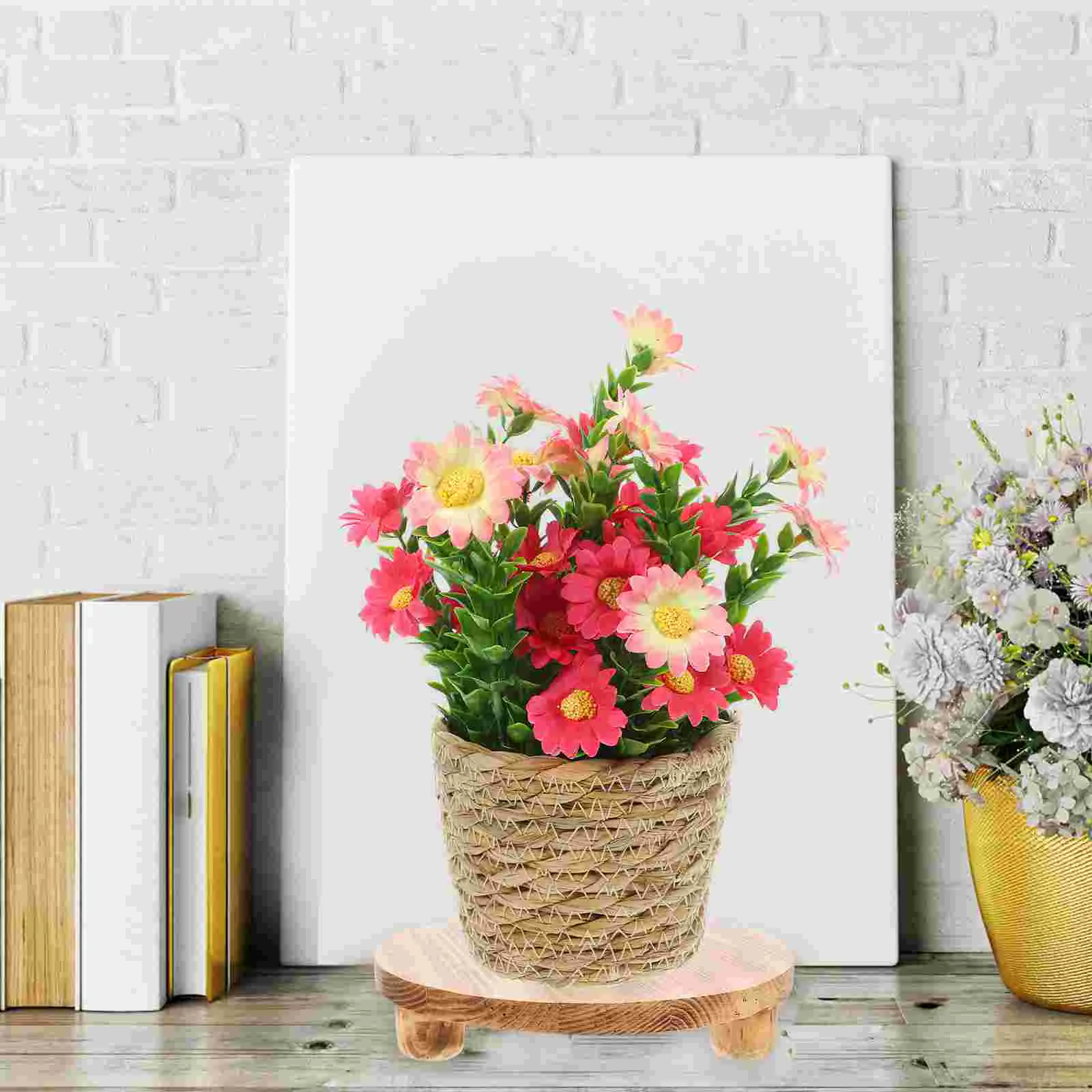 

2 Pcs Wood Risers Display Planter Pedestal Balcony Flower Stand Pot Round Vase Base Reusable Flowerpot Holder