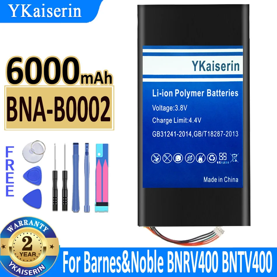 

6000mAh YKaiserin Battery BNA-B0002 For Barnes & Noble BNRV400 BNTV400 NOOK HD 7 HD7 Tablet BNA B0002 New Bateria + Track NO
