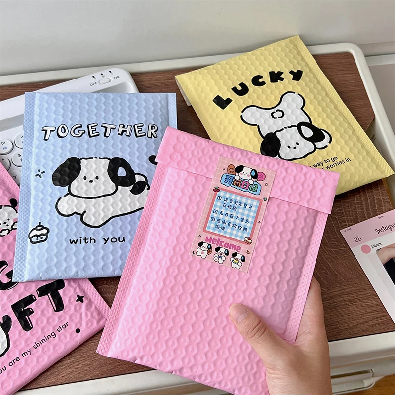 

5Pcs Cute Cartoon Puppy Bubble Bags Packing Courier Bags Shockproof Film Bubble Envelope Card Holders Protective Bags