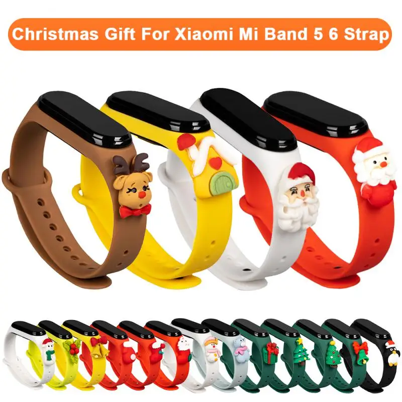 

Christmas Gift For Xiaomi Mi Band 5 6 Silicone Strap Bracelet Watchband Replacement Wristband Strap For Mi Band 5 6 Decorations
