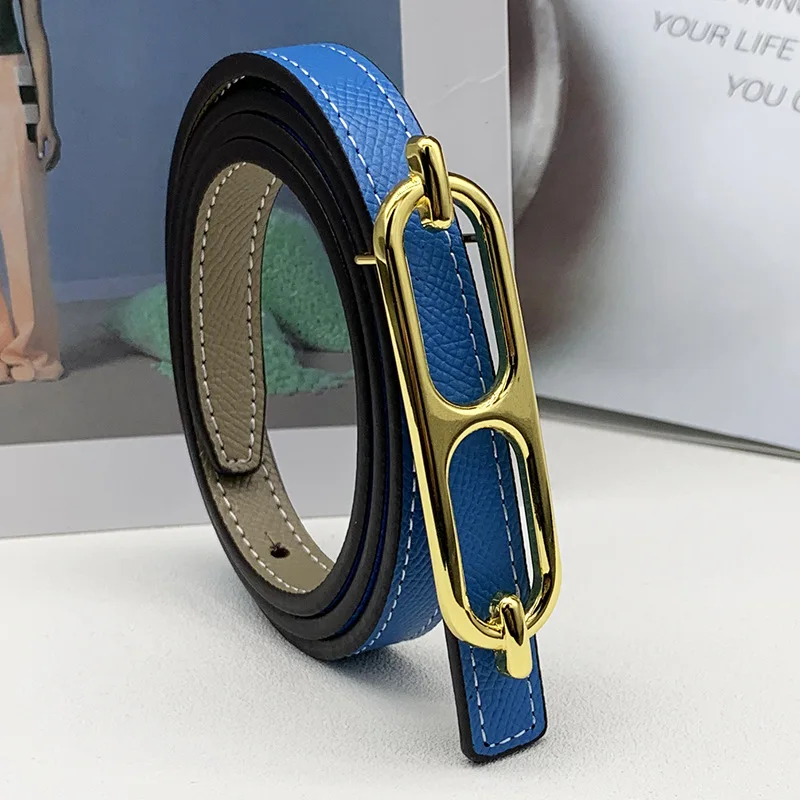 

Casual Tie-in Korean Version of The Net Popular Luxury Leather Belt Ladies Fashion DressDecorative Double-sided ThinLeather Belt