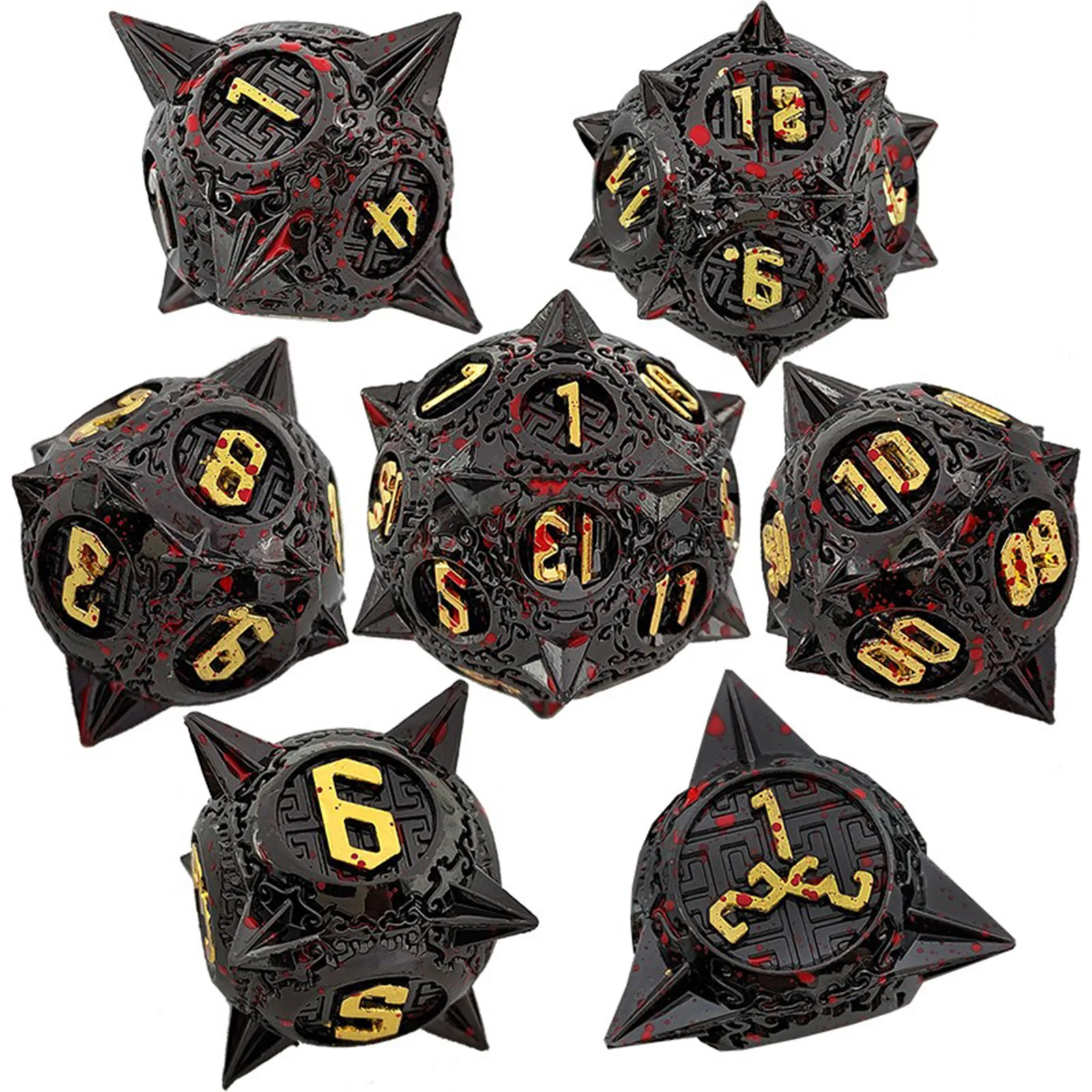

Объемные металлические черные игральные кости 16 мм для игры DND Seven Piece
